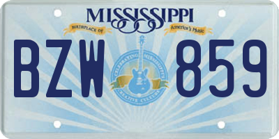 MS license plate BZW859
