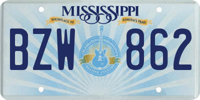 MS license plate BZW862