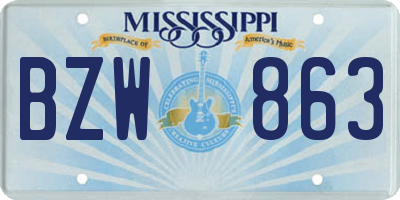 MS license plate BZW863