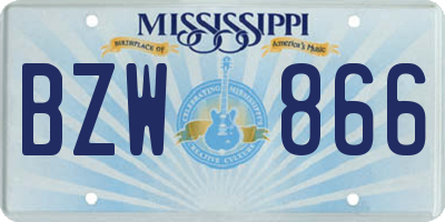 MS license plate BZW866