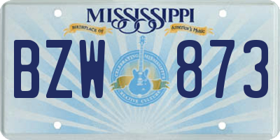 MS license plate BZW873