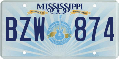 MS license plate BZW874