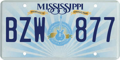MS license plate BZW877
