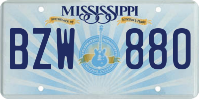 MS license plate BZW880