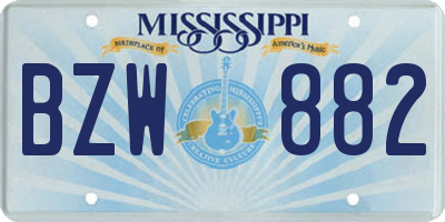 MS license plate BZW882