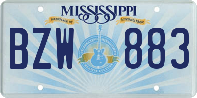 MS license plate BZW883