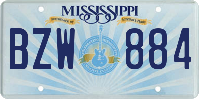 MS license plate BZW884