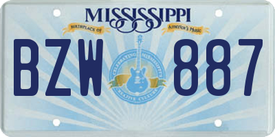 MS license plate BZW887