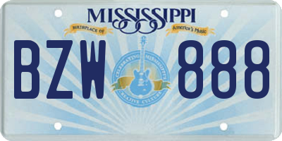 MS license plate BZW888