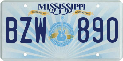 MS license plate BZW890