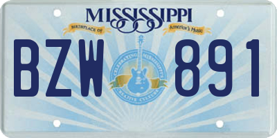 MS license plate BZW891