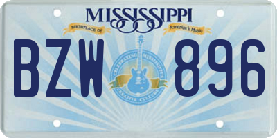 MS license plate BZW896