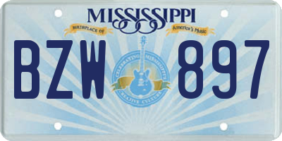 MS license plate BZW897