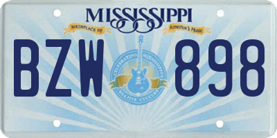 MS license plate BZW898