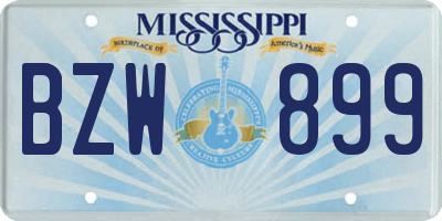 MS license plate BZW899