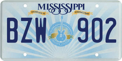 MS license plate BZW902
