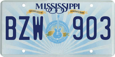 MS license plate BZW903