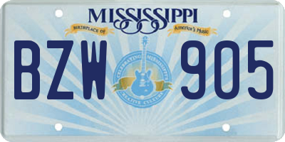 MS license plate BZW905