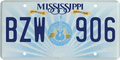 MS license plate BZW906