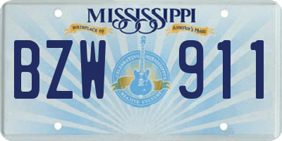 MS license plate BZW911