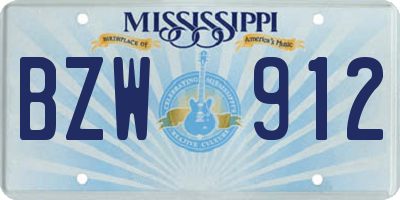 MS license plate BZW912
