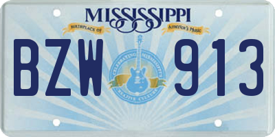 MS license plate BZW913