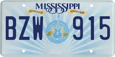 MS license plate BZW915