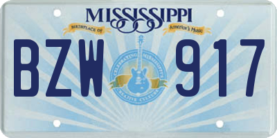 MS license plate BZW917