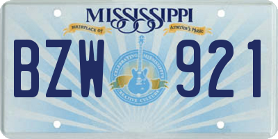MS license plate BZW921