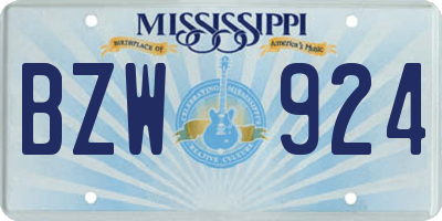 MS license plate BZW924