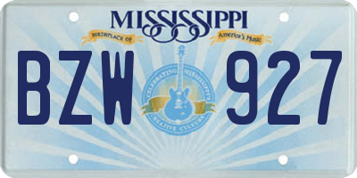 MS license plate BZW927