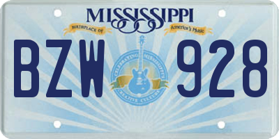 MS license plate BZW928