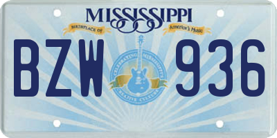 MS license plate BZW936