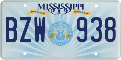 MS license plate BZW938