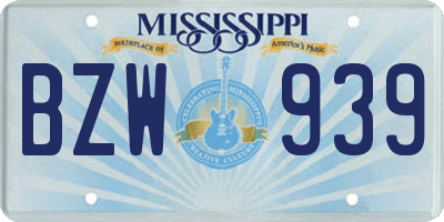MS license plate BZW939