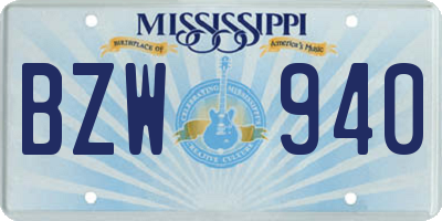 MS license plate BZW940