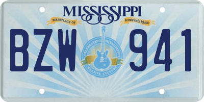 MS license plate BZW941