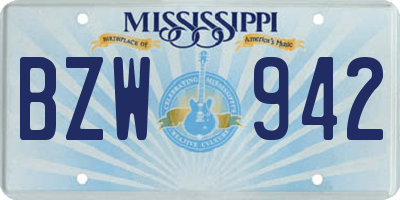 MS license plate BZW942
