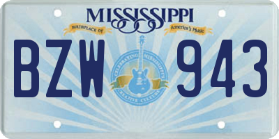 MS license plate BZW943