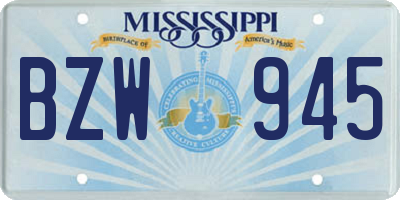 MS license plate BZW945