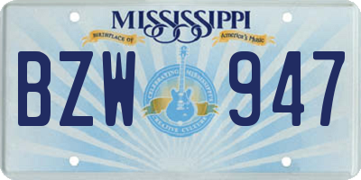 MS license plate BZW947