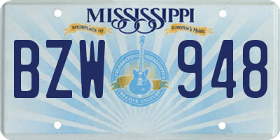 MS license plate BZW948