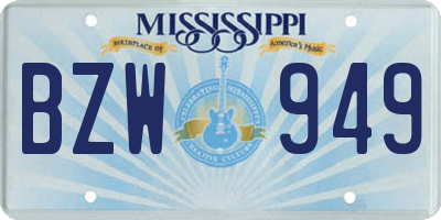 MS license plate BZW949
