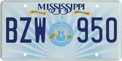 MS license plate BZW950