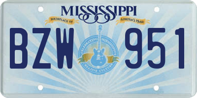 MS license plate BZW951