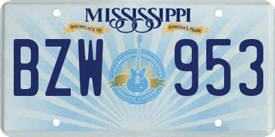 MS license plate BZW953