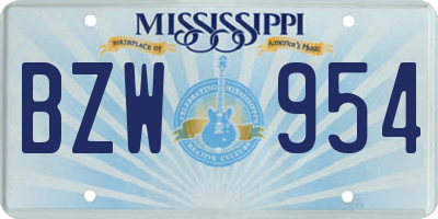 MS license plate BZW954