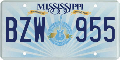 MS license plate BZW955