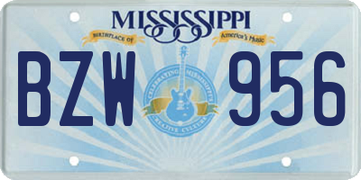 MS license plate BZW956