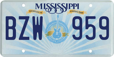 MS license plate BZW959